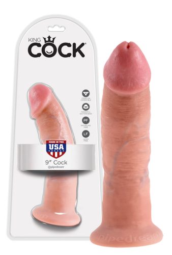 King Cock 9 - tapadótalpas élethű dildó (23cm) - natúr