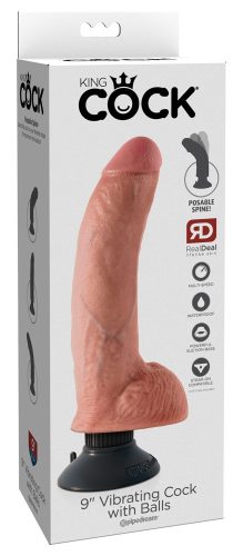 King Cock 9 - hajlítható, talpas vibrátor (26cm) - natúr