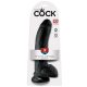 King Cock 9 - nagy tapadótalpas, herés dildó (23cm) - fekete