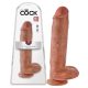 King Cock 11 - nagy tapadótalpas, herés dildó (28cm) - sötét natúr