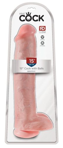 King Cock 15 - tapadótalpas, herés dildó (38cm) - natúr