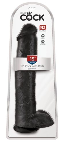 King Cock 15 - tapadótalpas, herés dildó (38cm) - fekete