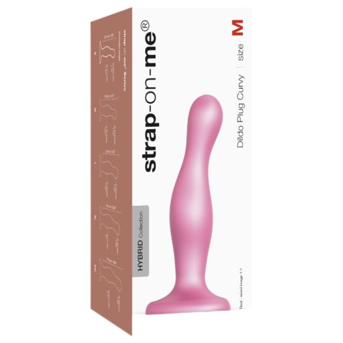 Strap-on-me Curvy M - hullámos, talpas dildó (pink)