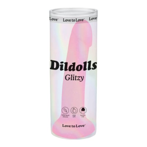 Dildolls Glitzy - tapadótalpas szilikon dildó (pink)