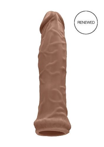 / RealRock Penis Sleeve 6 - péniszköpeny (17cm) - sötét natúr