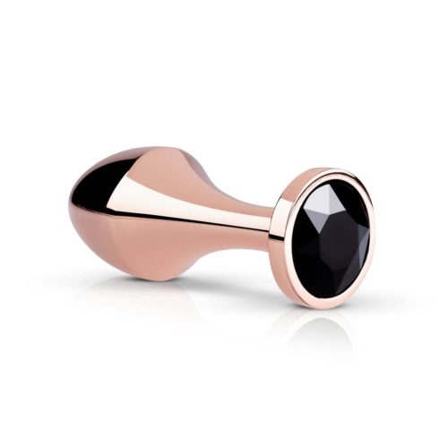 Rosy Gold Butt Plug - fekete köves anál dildó (rosegold)